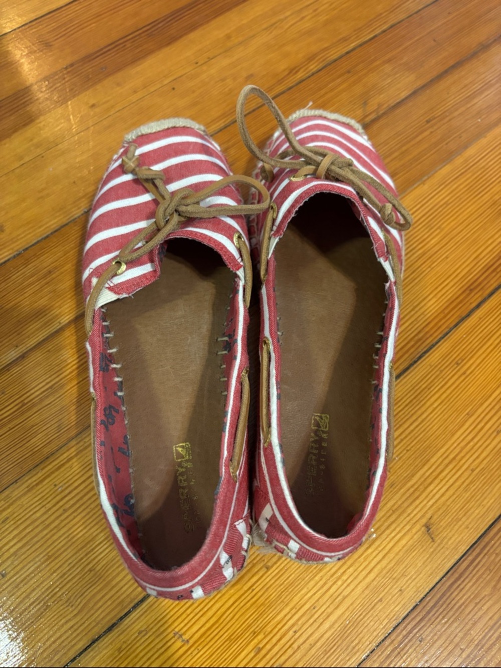 Sperry Red and White Striped Women's Flats